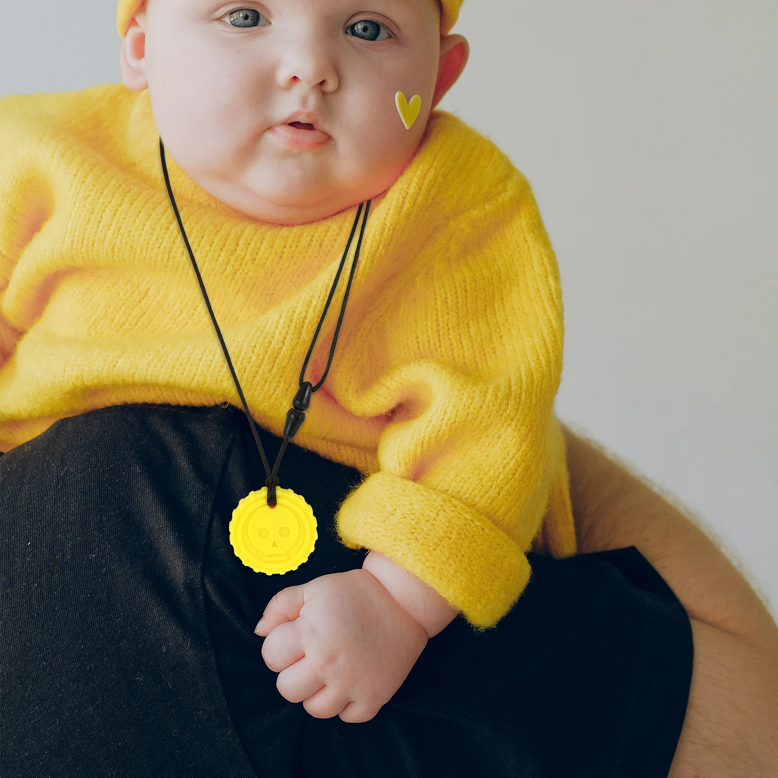 

Skull Teether Pendant Baby Chewing Necklace Safe Molar Teething Chain Sooth Infant Biting Habit Autism Sensory Needs Molar