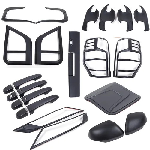 Imagen 2 del producto ABS negro mate para Mitsubishi triton L200 2019-2023 cubierta de espejo retrovisor de coche cubierta de luces traseras delanteras manija de puerta accesorio de cuenco