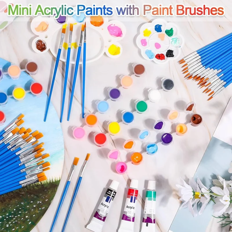 Mini Acrylic Paint Set For Crafts, 12 Colors Individual Clay Paint Craft Acrylic For Birthday Partysip & Paint Night