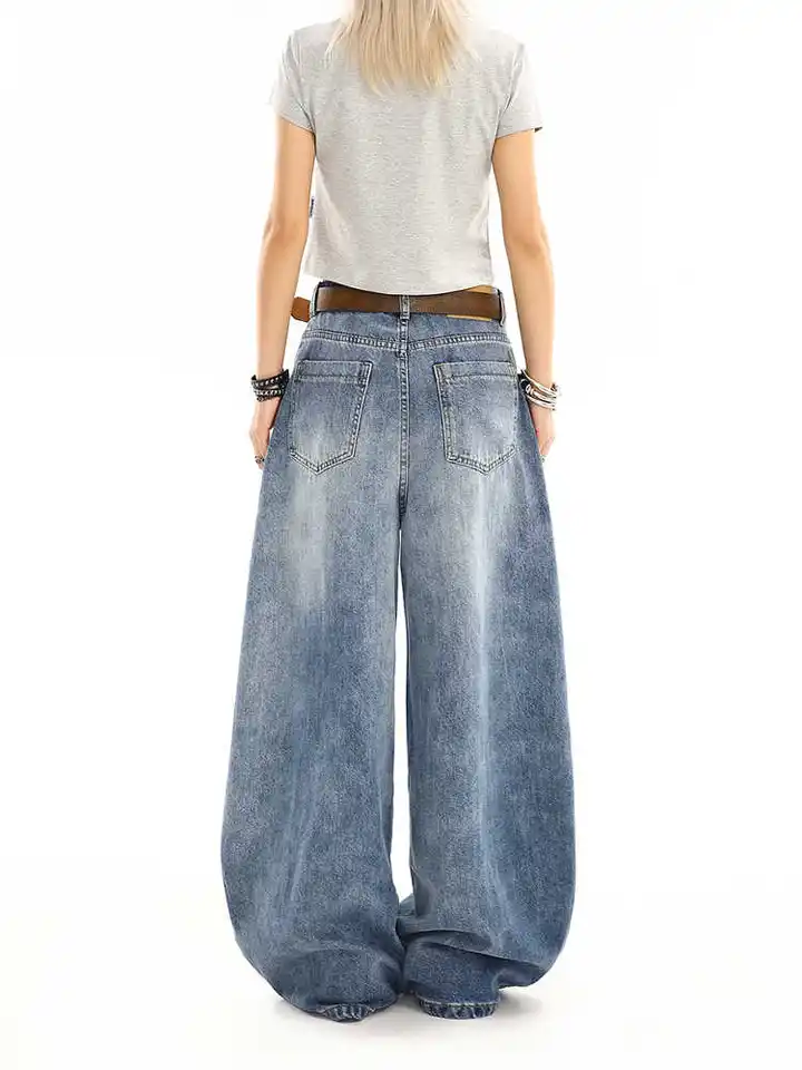 Women's Blue Y2k Baggy Washed Jeans Harajuku Vintage Boyfriend