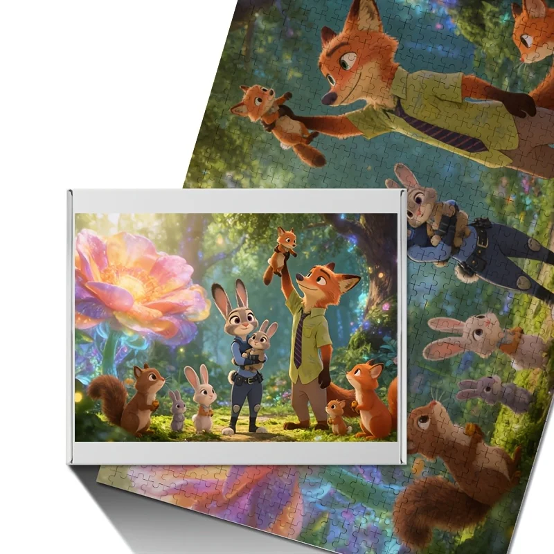 1000pcs Disney Zootopia Judy Hopps and Nick Wilde Poster Puzzle | High Difficulty, Adult Educational Game, Frameless, Suitable