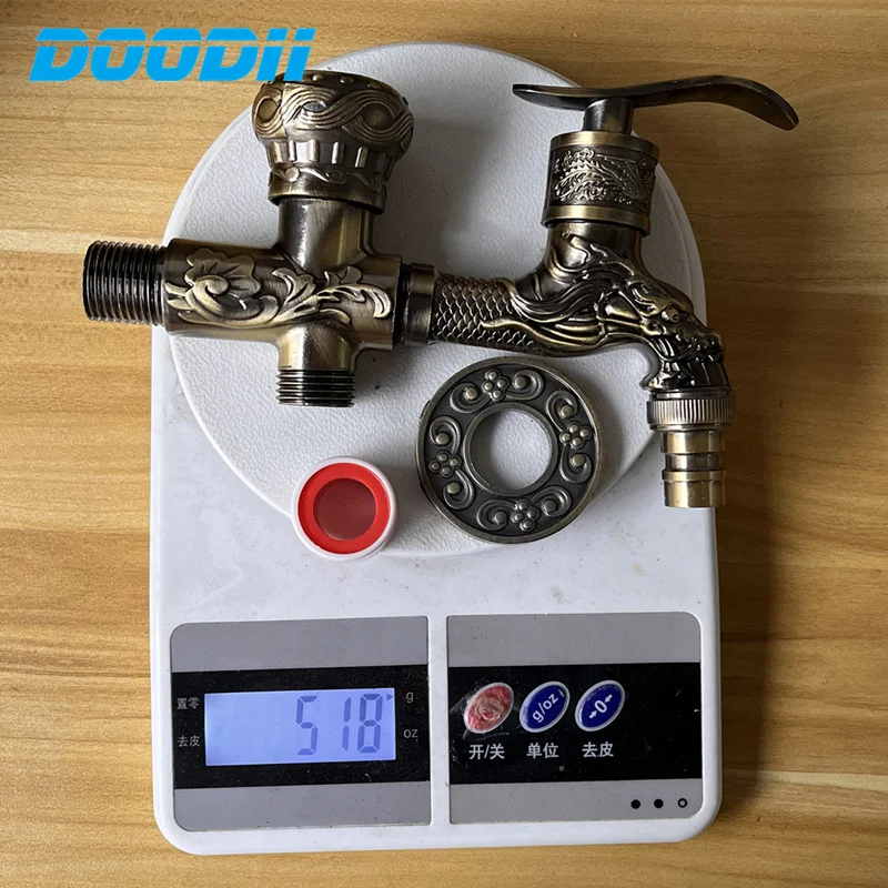 Free Shipping Zinc Alloy/Brass Washing Machine Garden Faucet Carved Wall Mount Bibcock Double Use Bibcock Laundry Mop Pool Tap