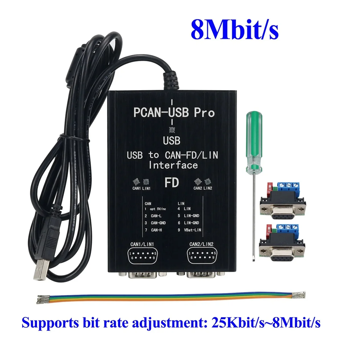 PCAN-USB Pro PCAN FD PRO 12Mbit/S USB to CAN Adapter 2CH CAN FD Compatible with IPEH-004061 for PEAK