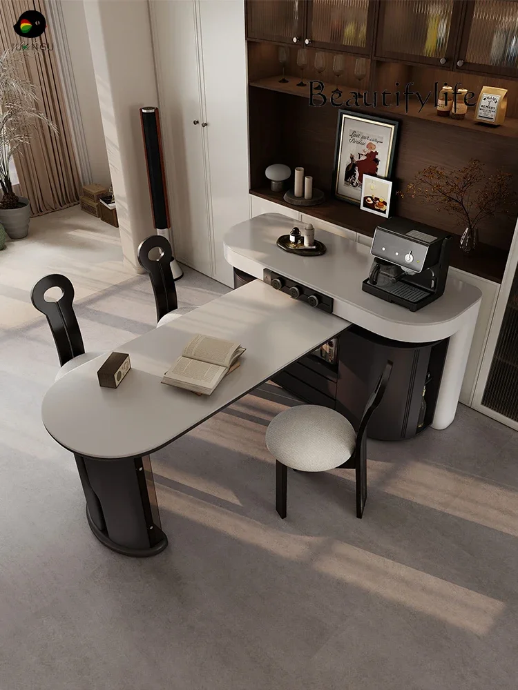 N40 Advanced sense movable rotating retractable island table integrated dining table rock slab small apartment bar