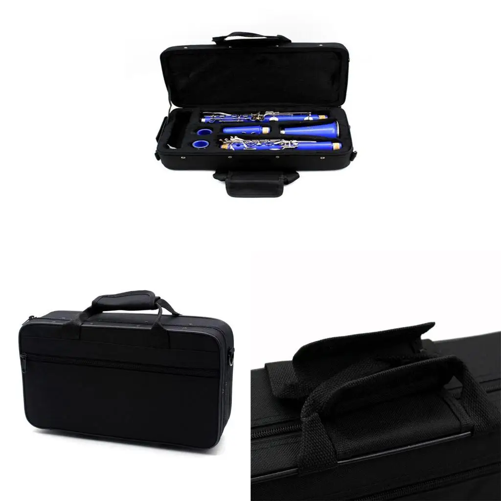 Q39E Portable Clarinet Box Case Foam Padded Oxford Cloth Clarinet Bag Waterproof Clarinet Box with Handle Strap