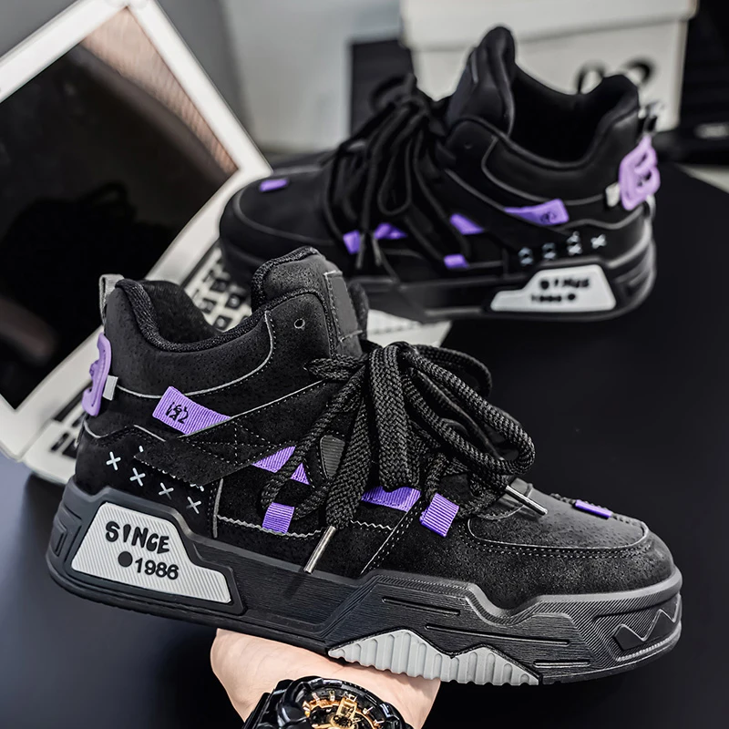 Modieuze schaatsschoenen voor heren, comfortabele antislip, casual sportschoenen met veters, geschikt voor buitenactiviteiten voor heren