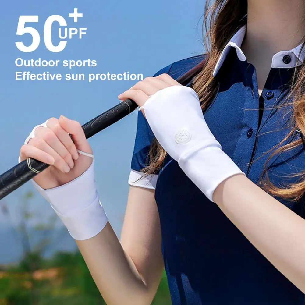 1 Pair 23*10 3cm Summer Sun Golf Gloves Sports UV Fingerless Cooling Ice Silk Gloves Hand Sunshade Cover