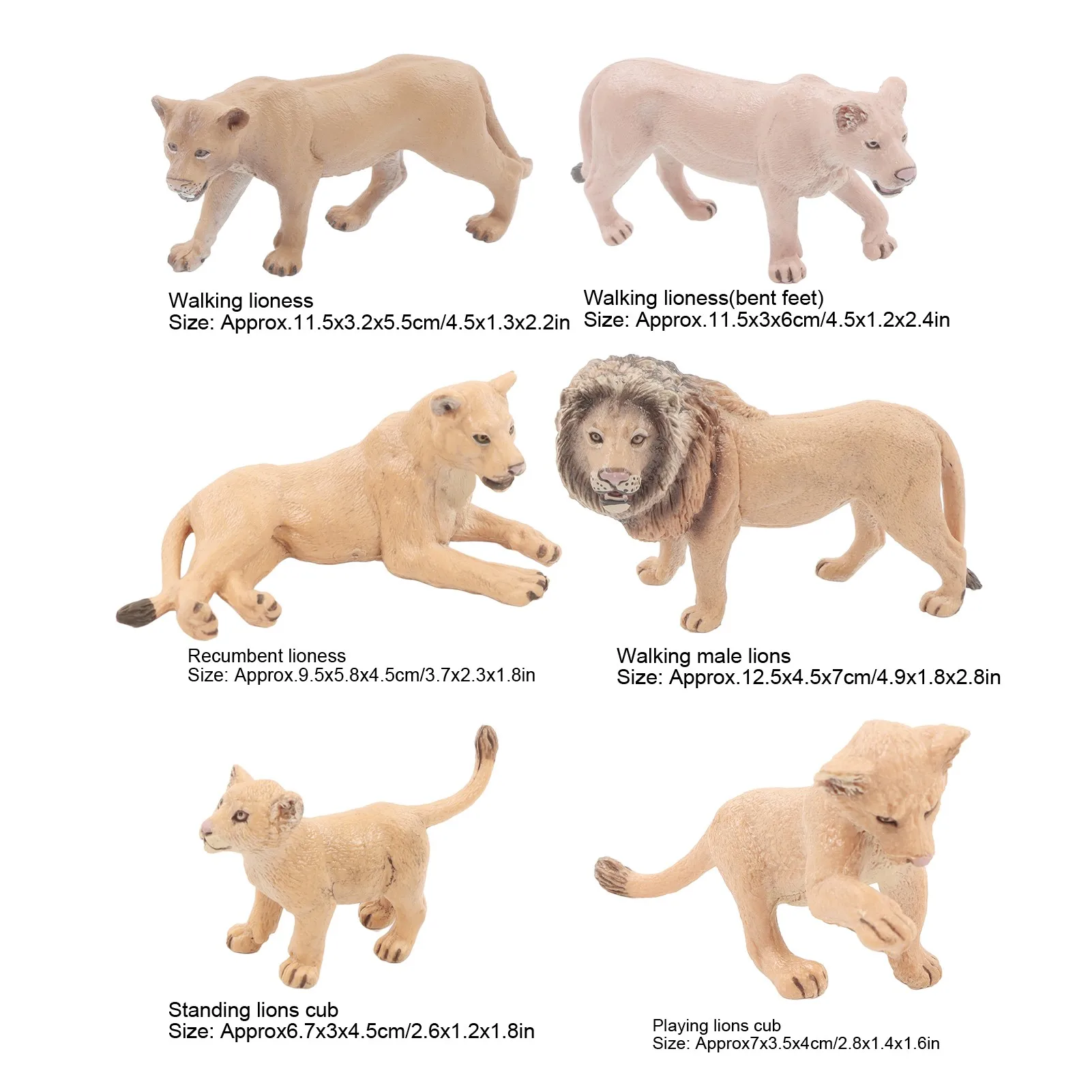 6 Pcs Lions Model Set Lifelike Mini Wild Animals Statue Lions Family Figures Decoraion for School Project