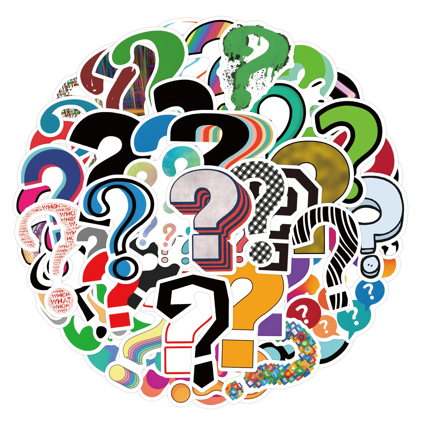 60pcs Cartoon Symbol Question Mark PVC Sticker Aesthetic Children's Decoration Scrapbooking Supplies DIY Hand Accounting