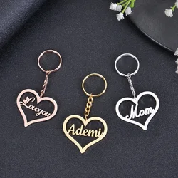 Personalized Heart Name Keychain Custom Letter stainless steel Keyring For Women Fashion Gold Jewellery Birthday Present Gift