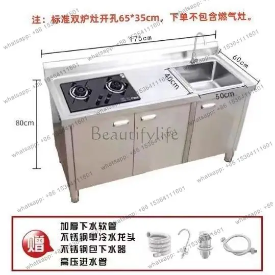 stainless steel household and commercial stove sink thickened kitchen cabinet sink integrated