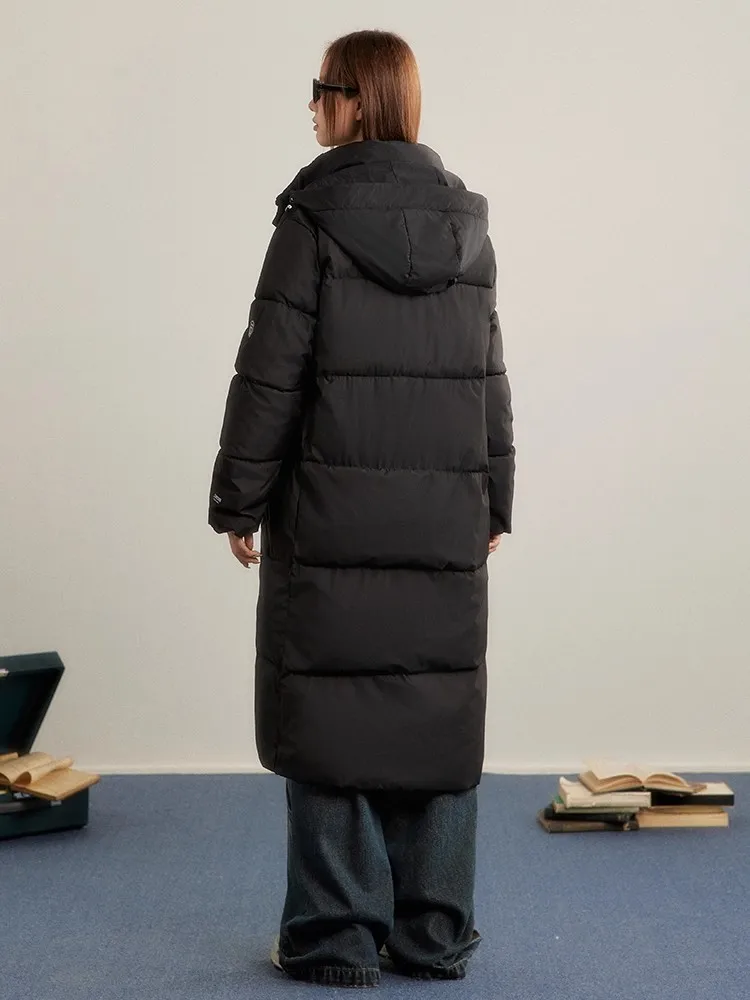 REDDACHiC-abrigo largo negro para mujer, chaqueta con capucha acolchada gruesa y cálida con cremallera, Parkas femeninas Dongdaemun de Corea para invierno