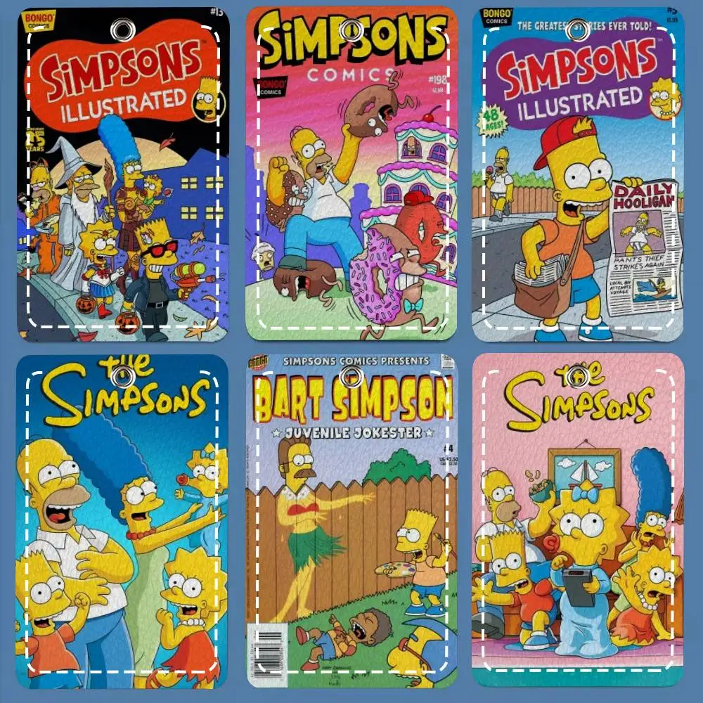 

The Simpsons Anime Card Holde Applicable To Credit Cards Bus Card Soft Leather Rectangular Keychain Protective Cover