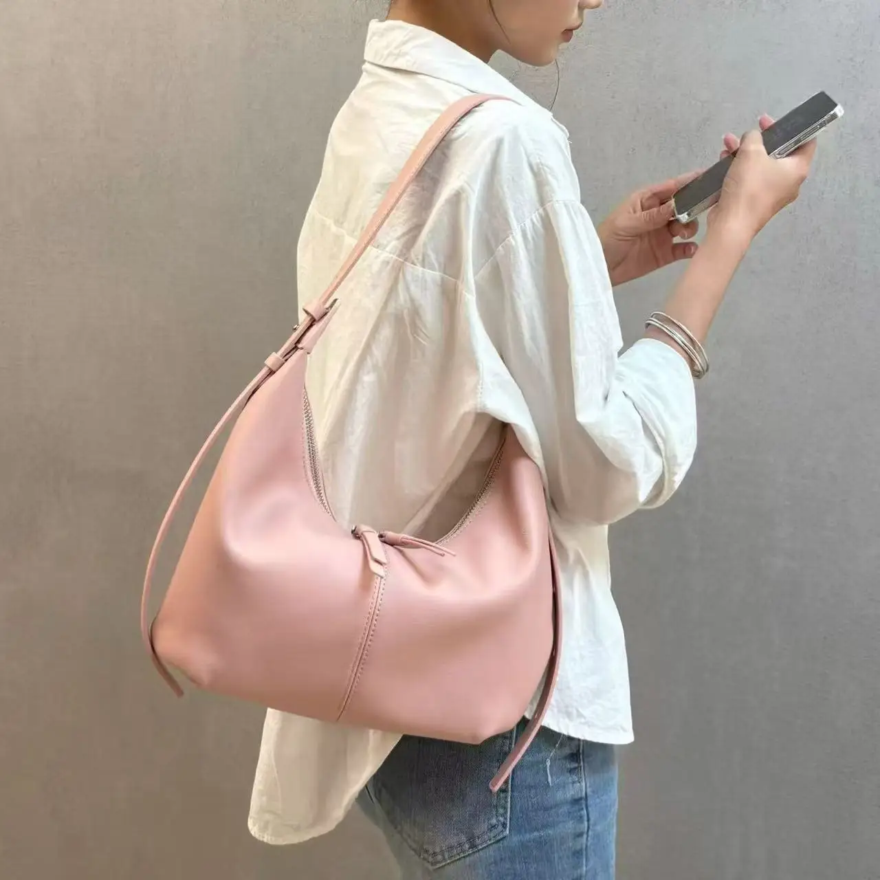 New Fashion Korean Version Underarm Bag For Women Senior Sense Trendy Shoulder Bag Genuine Leather Crossbody Commuter Bag