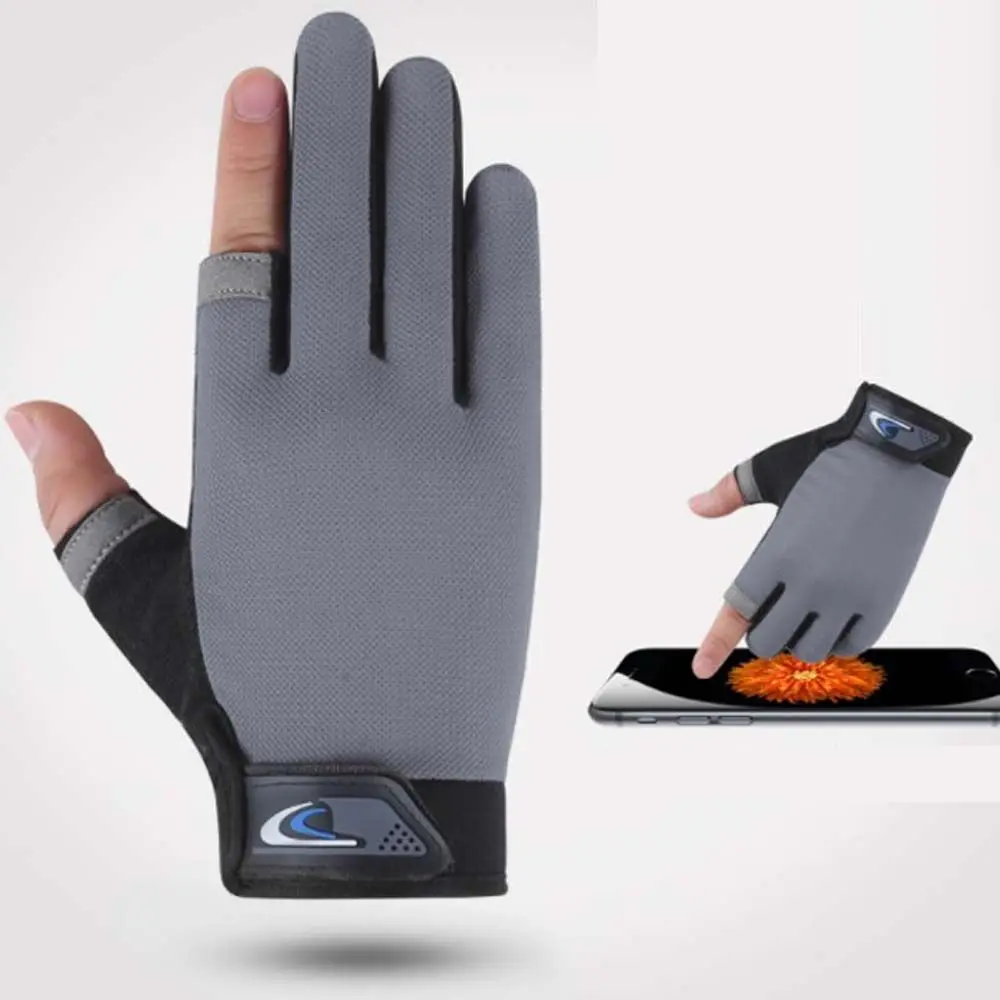 Breathable Hiking Sunscreen Touch Screen Outdoor Anti-slip Climbing Men Gloves Fishing Gloves Fishing Mittens Riding Gloves