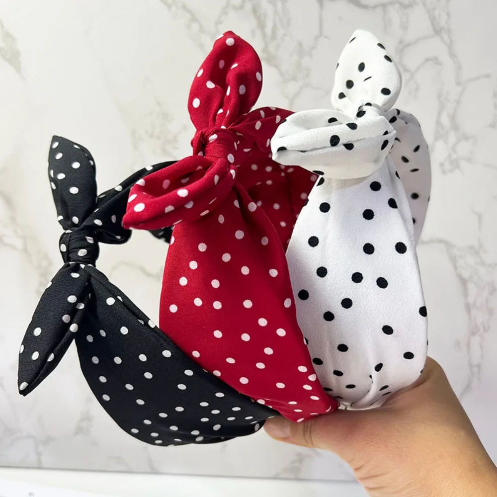 

Хит продаж: Элегантный универсальный ободок для волос с бантом в горошек, широкий, с высокой короной, для повседневного ношения