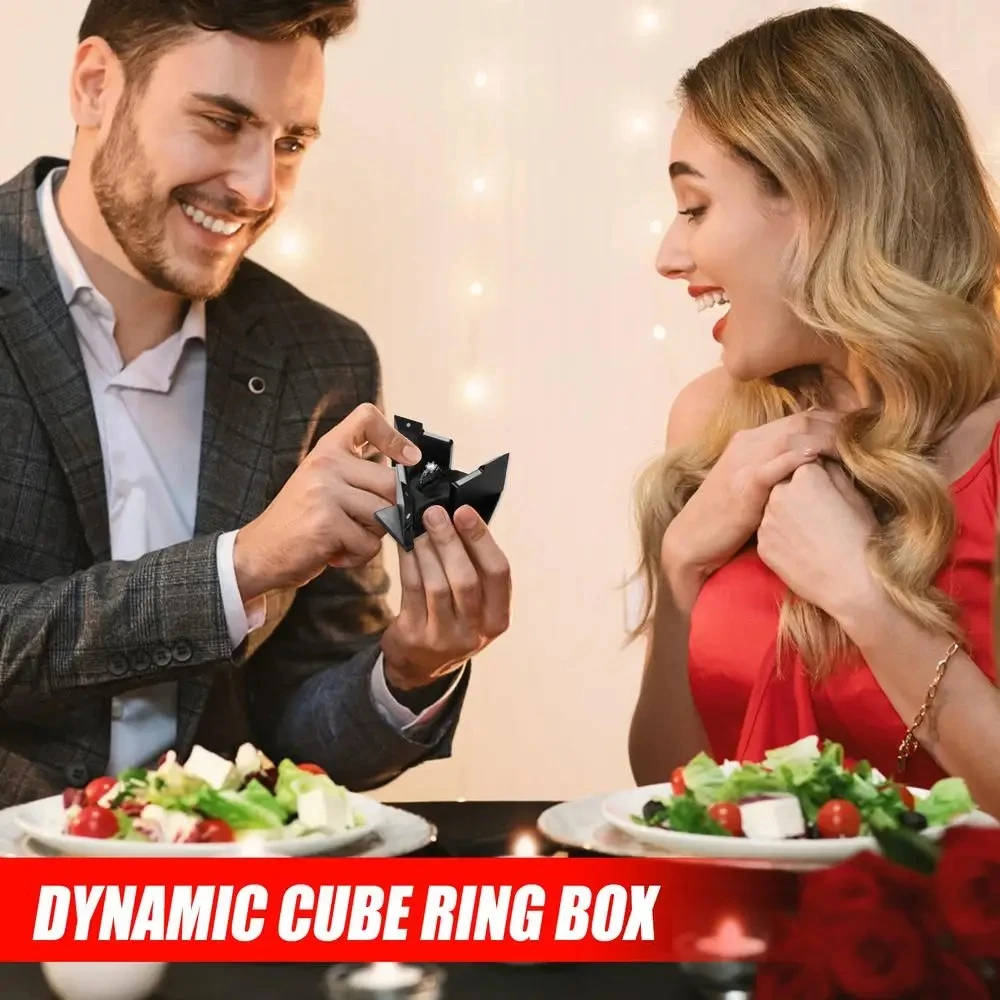 مكعبات ديناميكية صندوق خاتم تشوه ميكانيكي صندوق مجوهرات اقتراح صندوق ألعاب مفاجأة إبداعية لهدايا الصديقة الجديدة