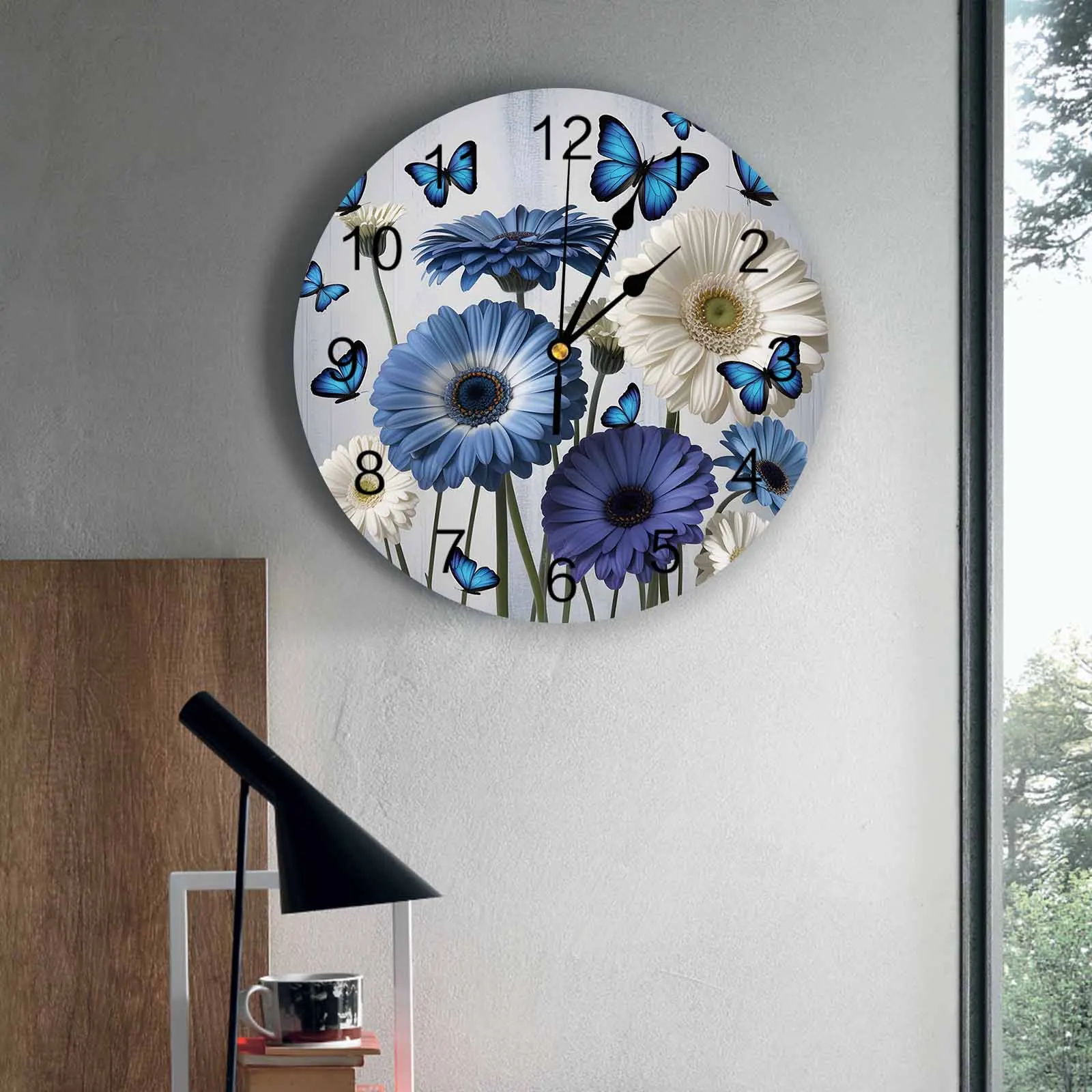 

Bedroom Wall Clocks Idyllic Daisy Butterfly Flowers Living Room Clocks Ornaments Baby Room Study Mute Wall Clocks