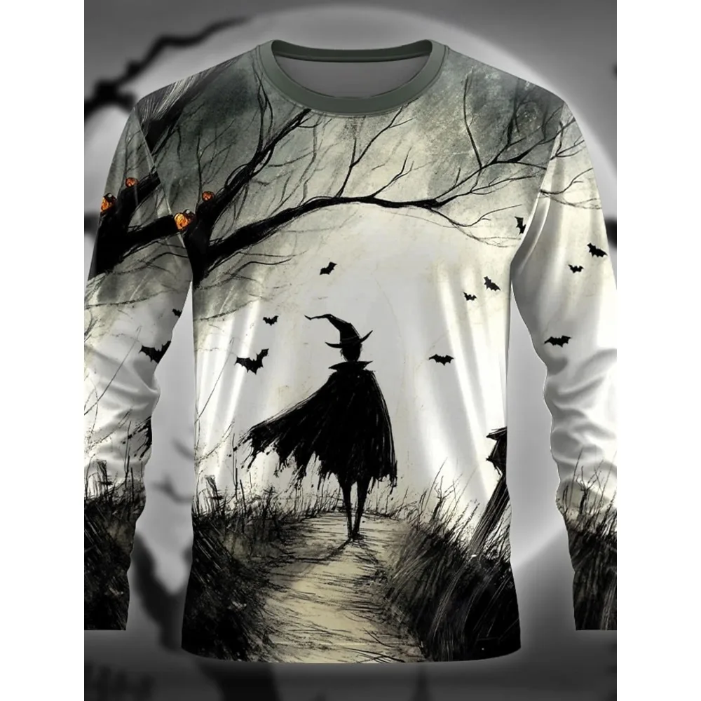 

Men's 3D printed long sleeved T-shirt street fashion casual daily Halloween long sleeved round neck clothing top