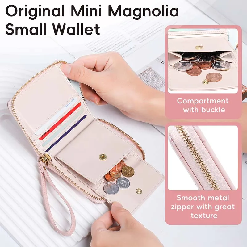 Pomelo Best Women's Short Format Flower Embossing Purse Women's Small PU Leather with RFID Blocking and Coin Compartment Women