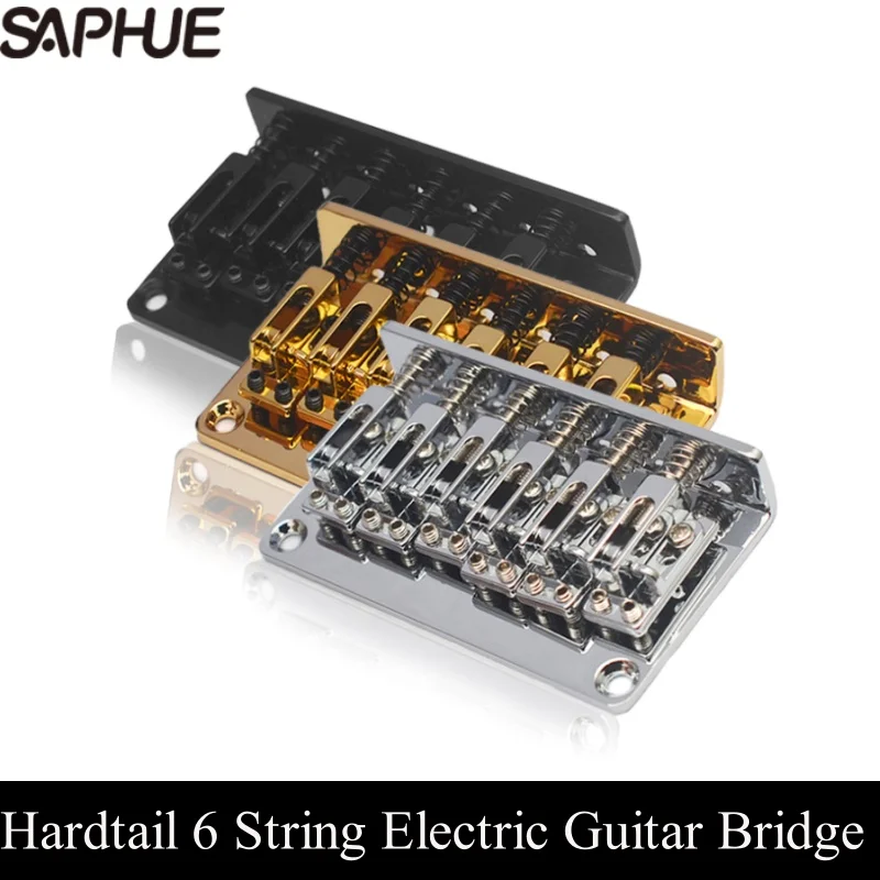Metal Hardtail 6 String Electric Guitar Bridge 73x40.3MM-10.5 Bottom/Body Through Bridge Double Route Black/Gold/Chrome