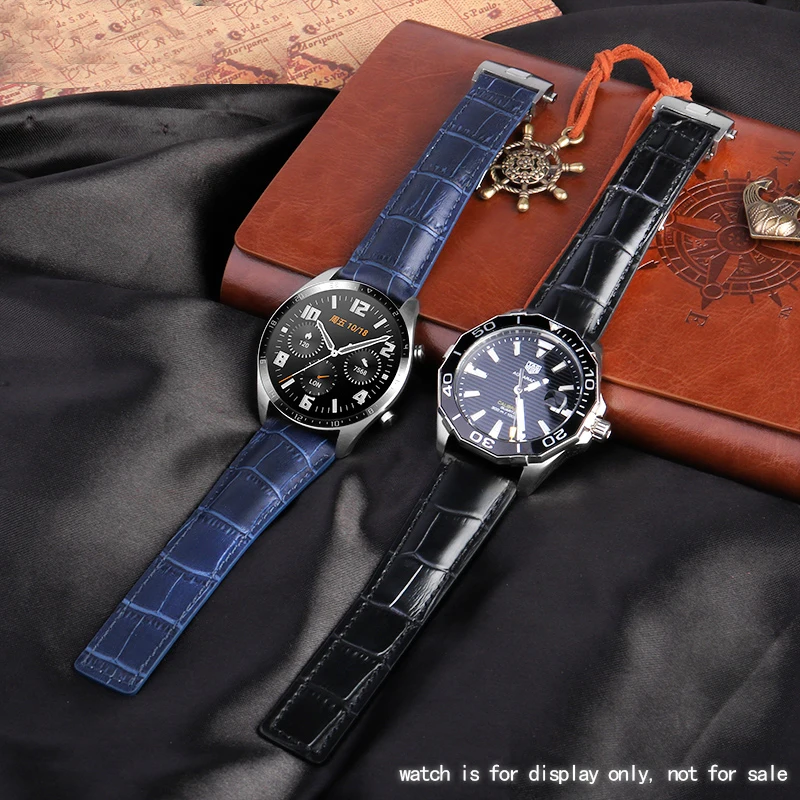 Pulseira de couro genuíno masculino, pulseira de relógio, fivela de aço, TAG Heuer Calera, azul, marrom, preto, couro de vaca, acessórios 19mm, 20mm, 22mm