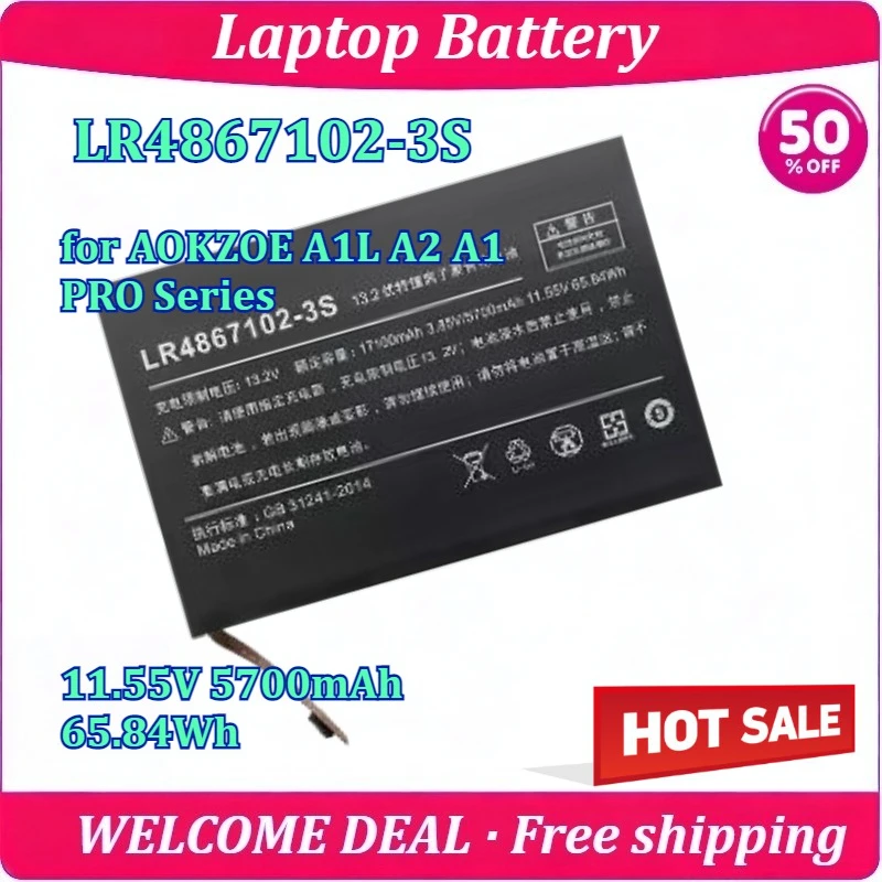 

New Laptop Battery LR4867102-3S for AOKZOE A1L A2 A1 PRO Series 11.55V 80/65.84Wh High Capacity Lithium Battery