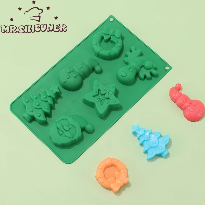 3D Christmas Cake Mold Gift Sock Christmas Snowman Santa Elk Silicone Cake Mould Candy Cookies DIY Make Baking Tool Silicon Mold