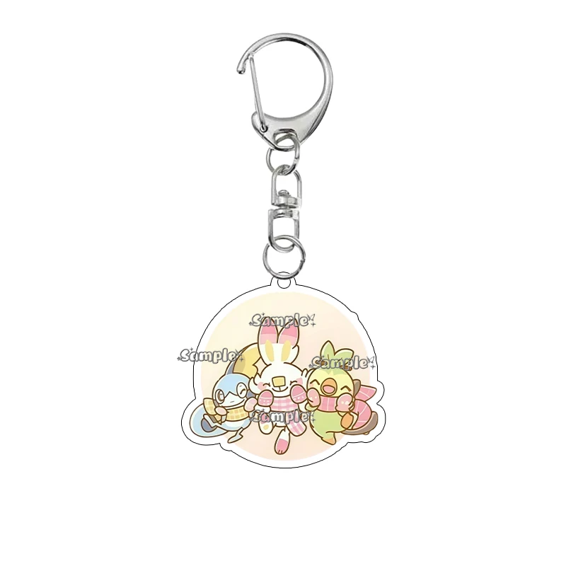 Cartoon Bulbasaur Charmander Squirtle Rowlet Cute Q Version Winter Scarf Warm Series Acrylic Keychain Anime Bag Pendant Key Ring - view 6