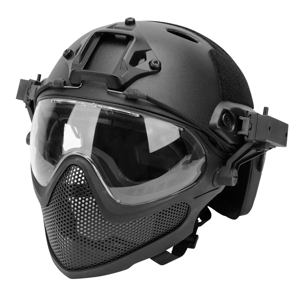 Wosport Full Face Helmet Steel Mesh Mask Adjustable Dial Removable Lens Quick Release Airsoft Outdoor Training Gear For Hobby