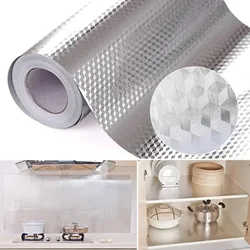 Aluminum Foil Oil-proof Self Adhesive Waterproof Modern Kitchen Wall Sticker DIY Stove Cabinet Wallpaper Mould Proof Home Decor