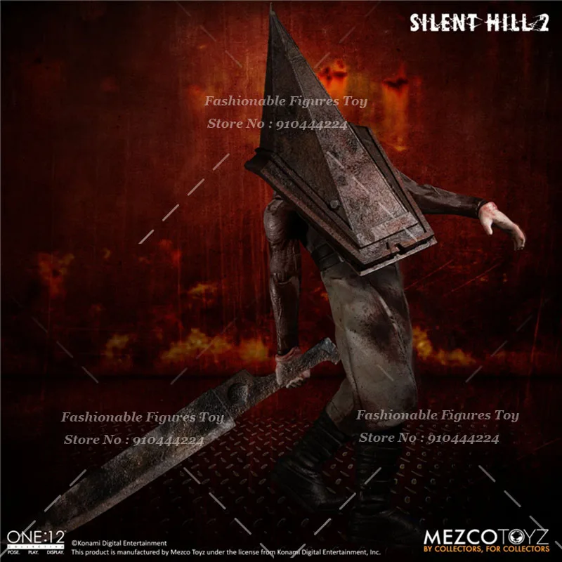 MEZCO 1/12 Scale Collectible Figure Silent Hill 2 Triangle Head Large Iron Head Model 6 Inch Action Figure Body Toys Gift