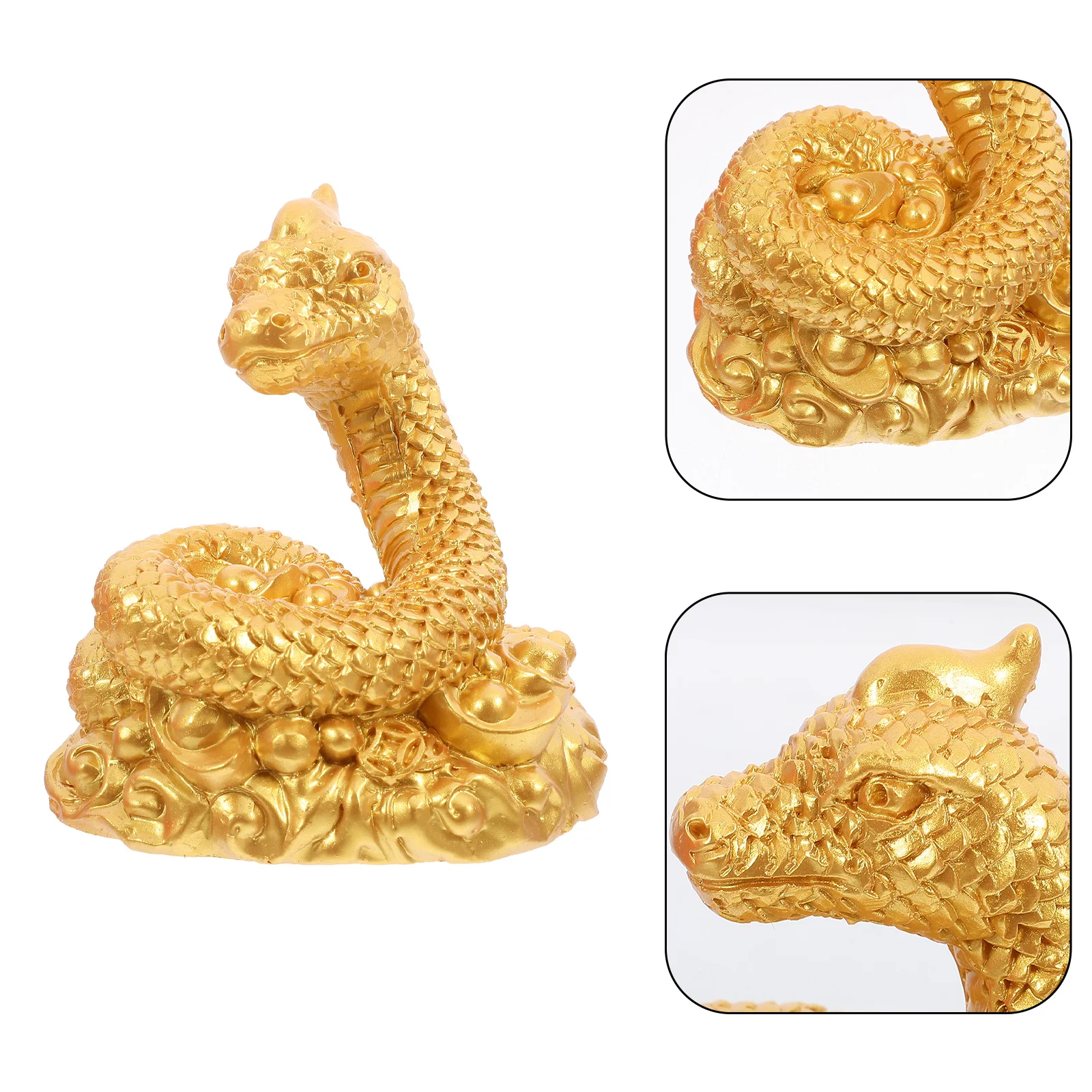 

Delicate Resin Snake Sculpture Desktop Ornament Realistic Shape Simple Color Prank Prop Gift Resin Snake Figurine