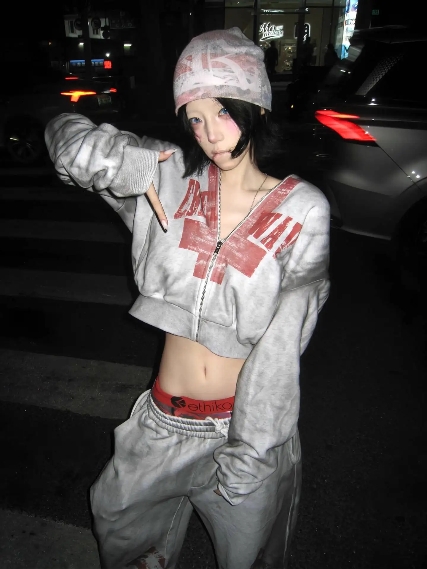 Women's Crop Top Hoodies 2025 Autumn Winter Women Cardigan New Subculture Short Hoodie Jacket Print Vintage Washed Top