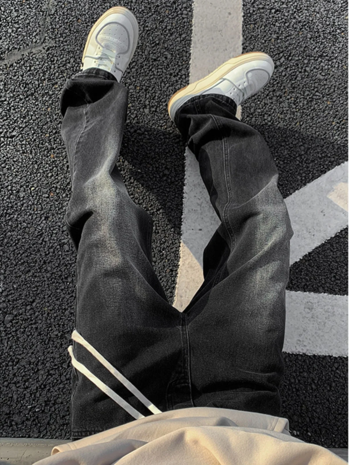 

Мужские джинсы Street Sle прямого кроя, зауженные, с узким поясом, модные, повседневные, свободные, длинные брюки для молодежи