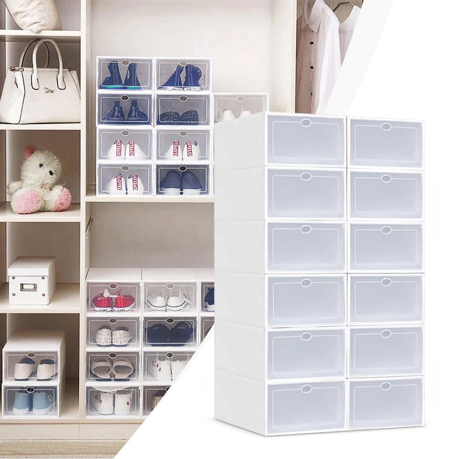 20PCS Shoe Rack Organizer Durable Plastic Shelf Storage Cabinet Stand for Boots Slippers Dustproof Shoe Rack Shoe Cabinets