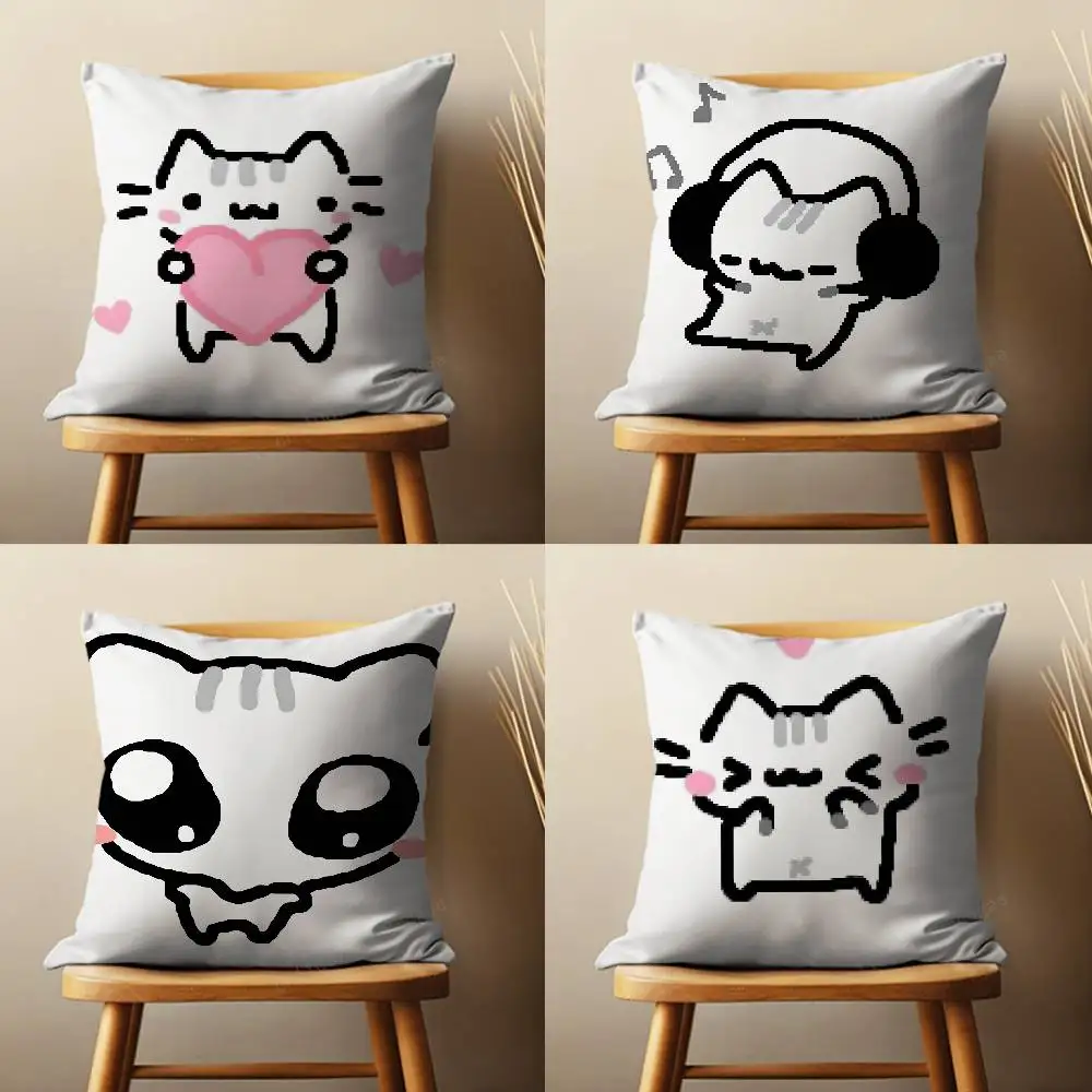 

Cute Art S-Strawberry Cat Pillow Case For Room Sofa Cushion Cover Suitable For Home Bedroom Decoration And Protector