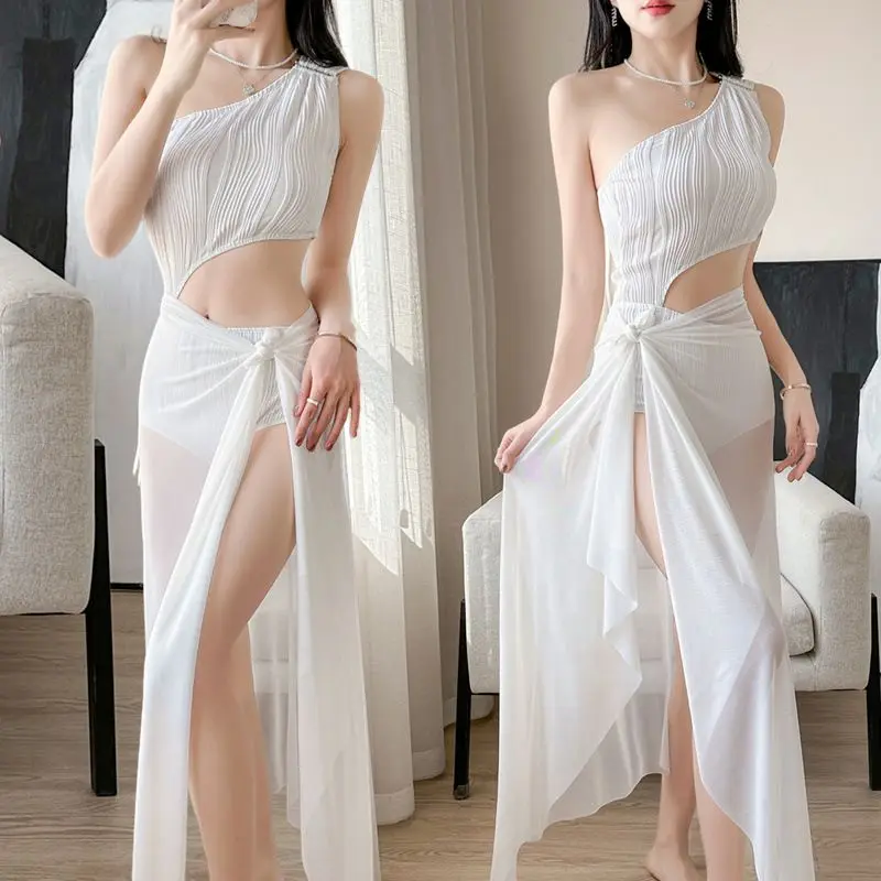 2026 New Designer Inspired Asymmetrical Neckline Two Piece Set Women Sexy Swimsuit For Resort Wear And Spa