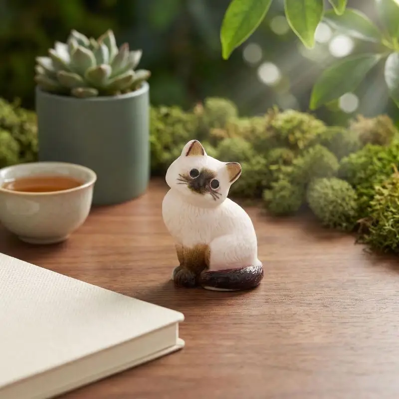 10pcs Miniature Noctilucent Cute Siamese Cat Kitten Cat Micro Landscape Ornaments For Decoration Decor Room Desk Accessories