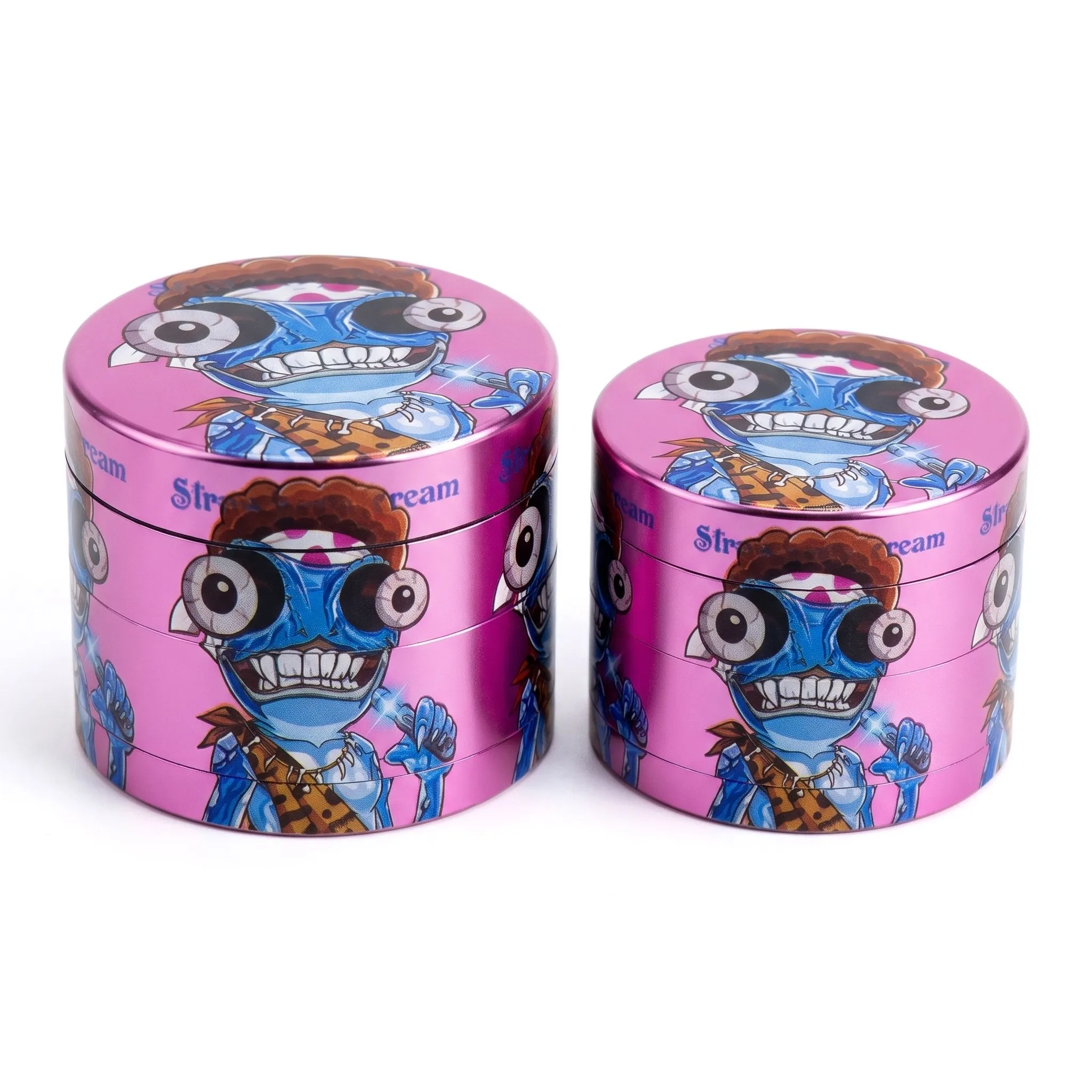 40mm 50mm Metal Spice Grinder 4 Layer Cartoon Print Portable Spice Grinder Compact Manual Mill for Kitchen Home Travel Tabletop