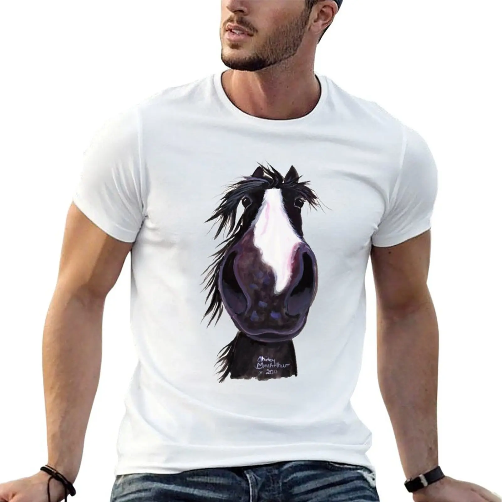 

Happy Horse ' PUNKED ' by Shirley MacArthur T-Shirt cotton t shirts man 100% t shirts for man cotton soft T-Shirt