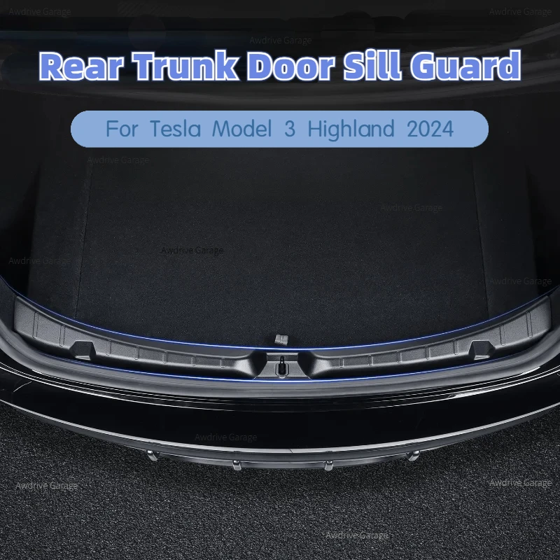 

For Tesla Model 3 Highland 2024 Trunk Guard TPE Trunk Door Sill Guard Rear Bumper Segmented Protective Strip Car Accessories