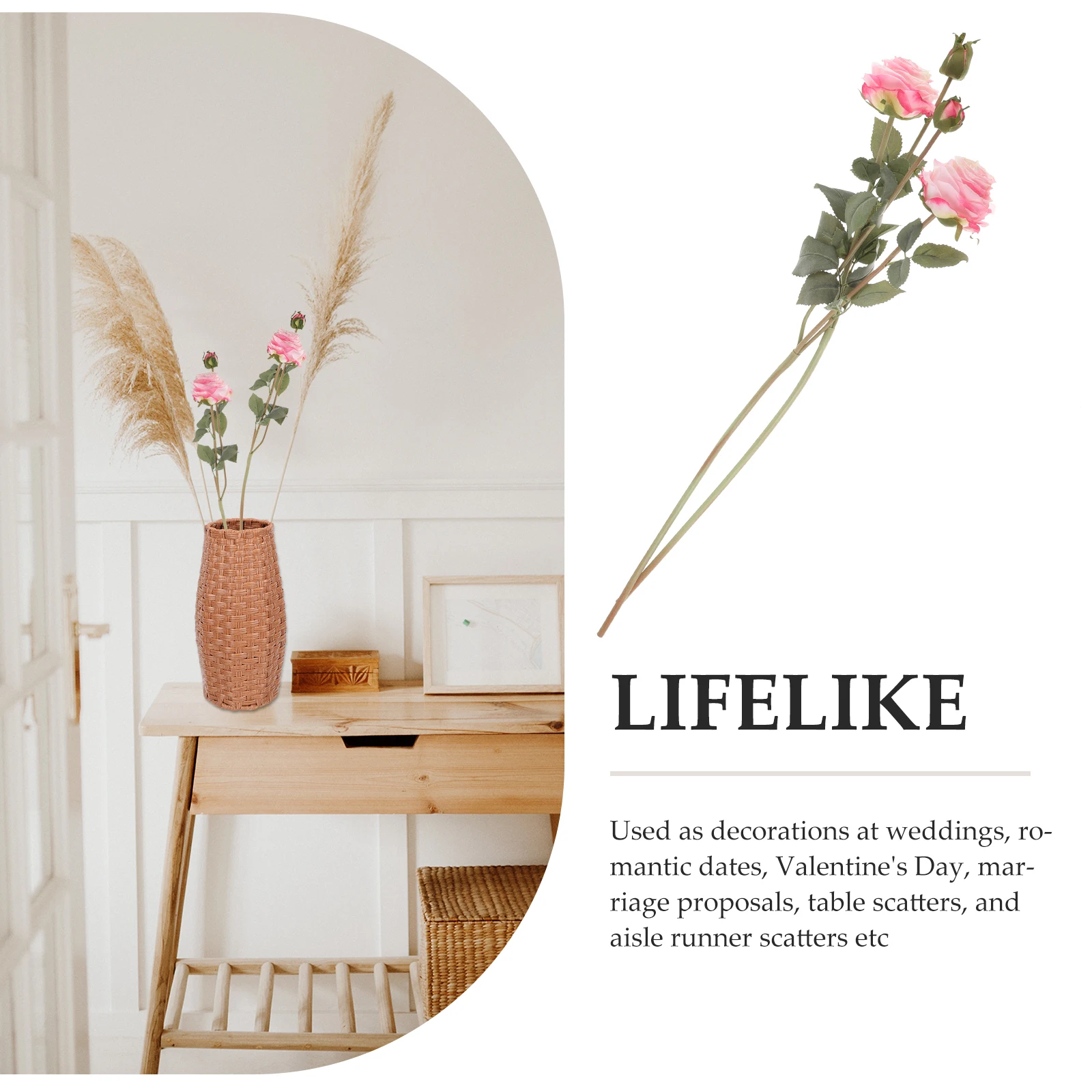 

2Pcs Artificial Roses Wedding Decorations Romantic Table Centerpieces Simulation Flowers for Home Party Decor Artificial Flowers