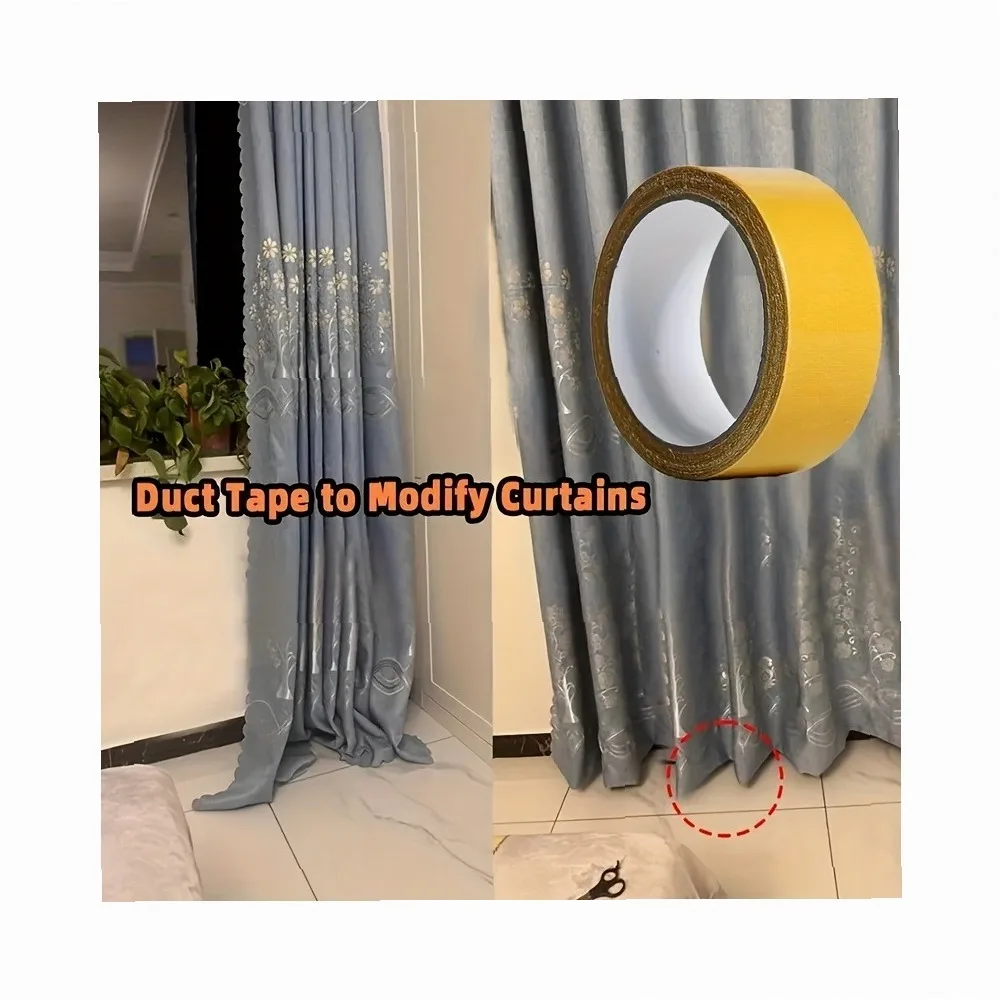 Heavy Duty Curtain Shortening Tape 393.7in Extra Long Wide, No-Sew Multi-Purpose Adhesive Hemming Tape for Curtains