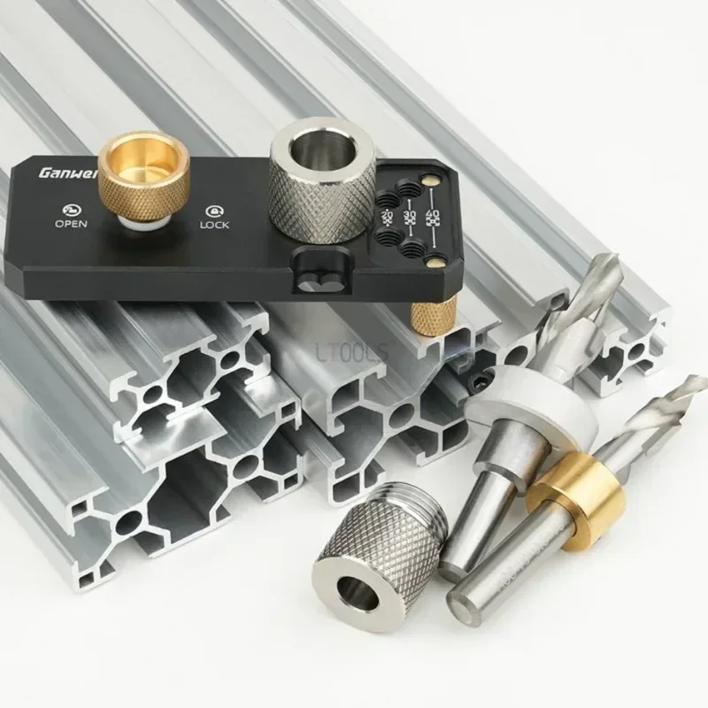 Adjustable Positioning Punching Set for 20/30/40 Series Aluminum Profiles Wear Resistant Woodworking Punching Jig Hand Tools Set