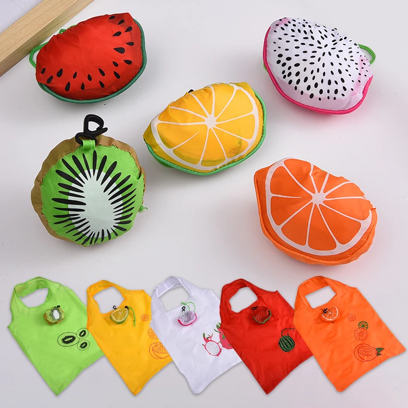 New Lovely Fruit Foldable Shopping Bag Large Capacity Supermarket Folding Tote Bag Storage Pouch Reusable Eco-Friendly Bags