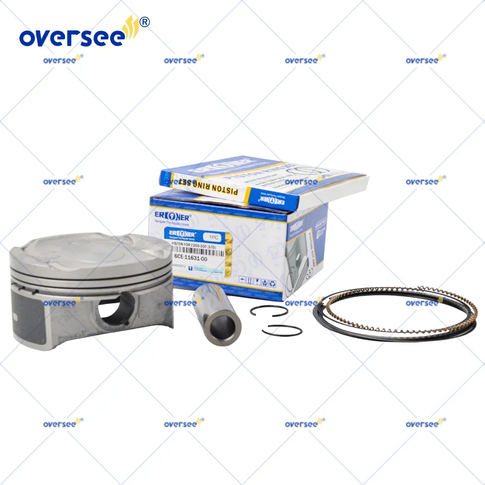Oversee 6CE-11631 6CB-11603 Piston Set with Rings STD for Yamaha F200 225 250 300HP 4.2L V6 4-Stroke Outboard Engine