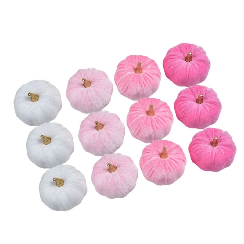 

12 шт. бархатный орнамент в виде тыквы, украшение для осеннего урожая, легко организовать, цветной дизайн, искусственные овощи