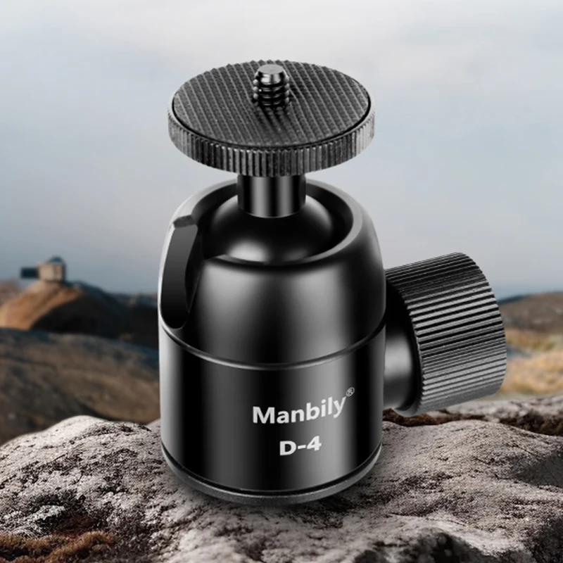 Manbily 28mm Cabeça esférica para câmera de alumínio 360 graus Max. 5kg/11 libras com ranhura em U com adaptador de parafuso de tripé para bastão de selfie