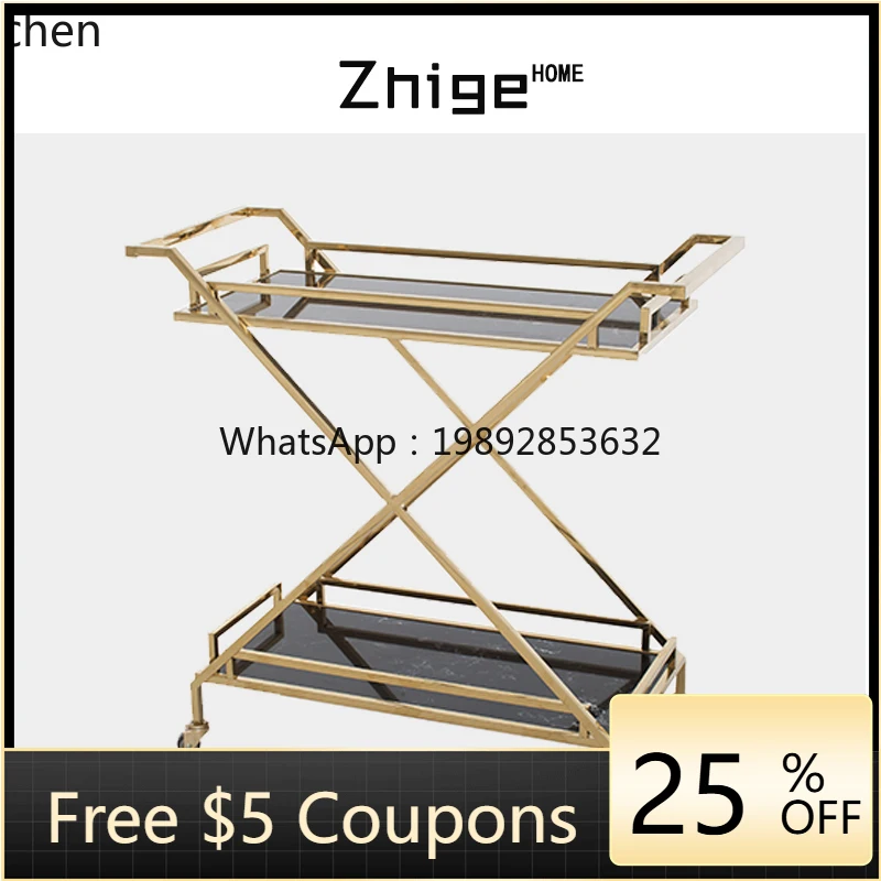 

stainless steel light luxury gold mobile trolley trolley restaurant wine cart tea cart